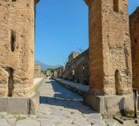 Ancient road and ruins in Pompeii