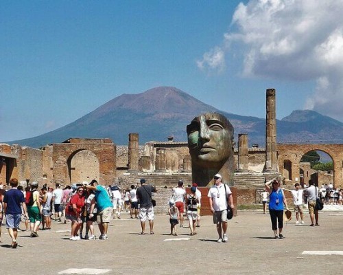 Tourists Waiking in Pompeii, Italy